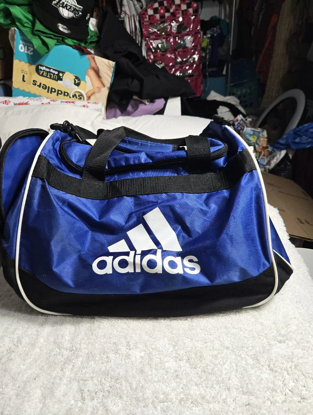 Adidas Small Gym Bag Blue White With Shoulder Strap
